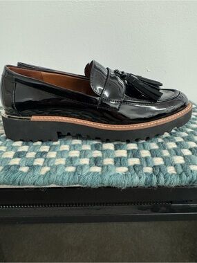 Franco Sarto Black Patent Tassel Lug Loafer
